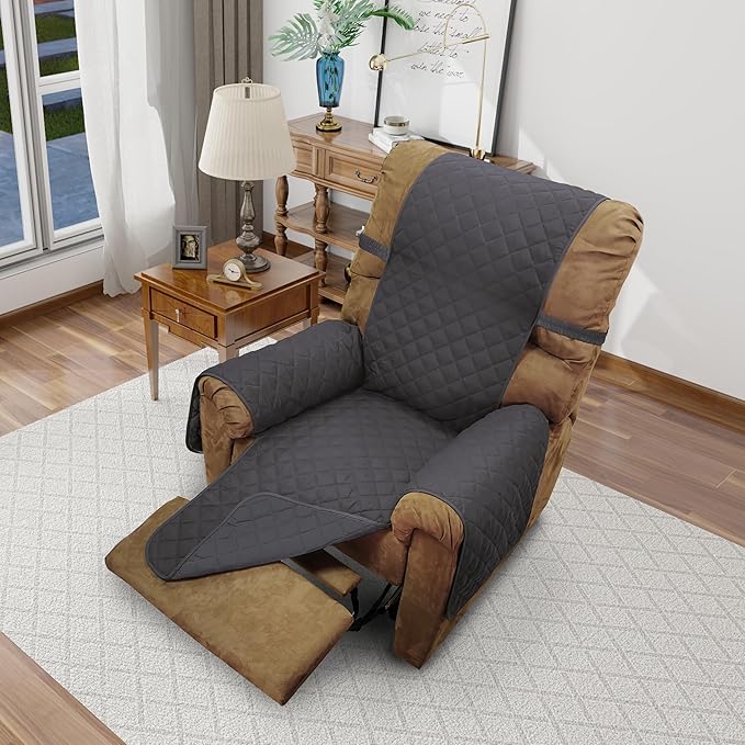 Recliner Chair Covers Reversible Sofa Cover Couch Cover for Pets Lazy Boy Furniture Protector(28''Recliner,Dark Grey/Dark Grey)