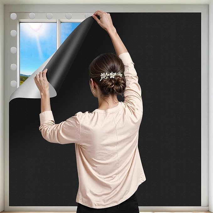 100% Blackout Curtains for Bedroom 2 Pack 79"x57" Portable Window Blinds Cover Adhesive Thermal Blackout Blinds No Drill Guard Blind Window Shades Temporary Room Darkening Shades for Skylight RV Dorm