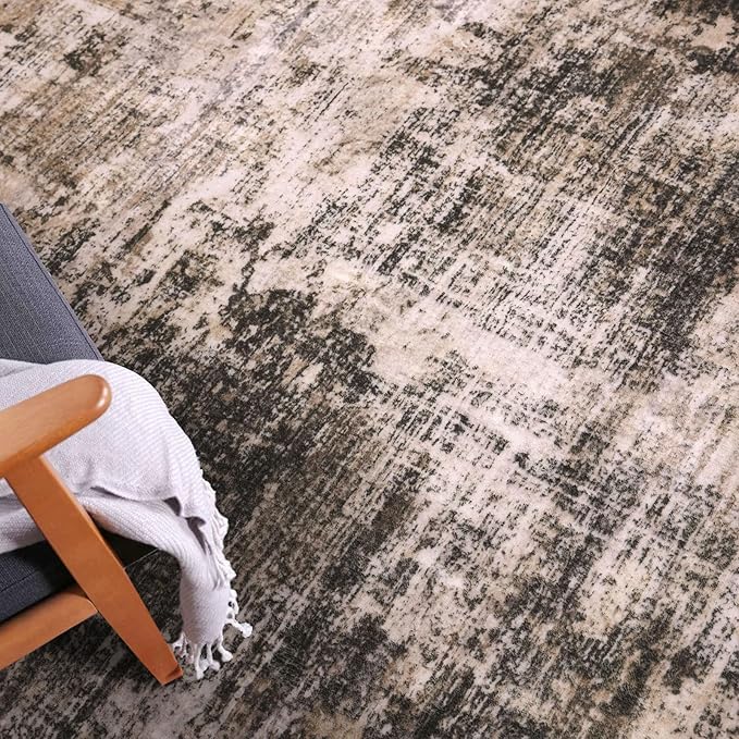 IOHOUZE Abstract Runner Rug 3x14 Ft Washable Runners for Hallways, Non Slip Kitchen Runner Printed Faux Wool Entryway Runner Indoor, Modern Abstract Floor Carpet for Hall Stair, Brown/Rust