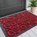 Smiry Welcome Door Mat Outside Entrance, Heavy Duty Trap Dirt and Moisture Easy Clean Low Profile Patio Porch Indoor Outdoor Front Doormat for Entry, 29.5x17 Inch, Burgundy