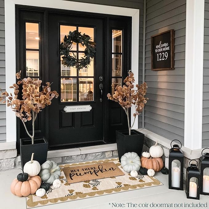 Front Door Mat Indoor Entrance - 2x4.3 Ft Floral Washable Layered Doormat Outdoor Entrance Spring Porch Rug Non-Slip Beige Boho Runner Rug for Kitchen Hallway Bedroom Laundry Room Porch Decor