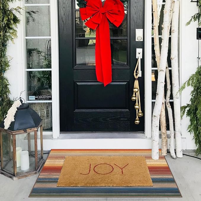 Front Door Mat Outside Entrance - 2x3 Ombre Non-Slip Washable Doormat Indoor Outdoor Mat Rust Blue Modern Rainbow Entry Rug Small Throw Rugs for Entryway Bedroom Kitchen Front Porch Decor