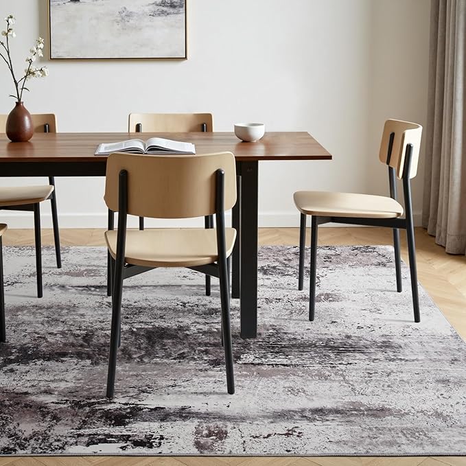 Toneed Abstract Area Rug Modern Washable Rug Soft Non Slip Rug Low Pile for Bedroom Living Room Dining Room Slate Grey 5x7 Feet