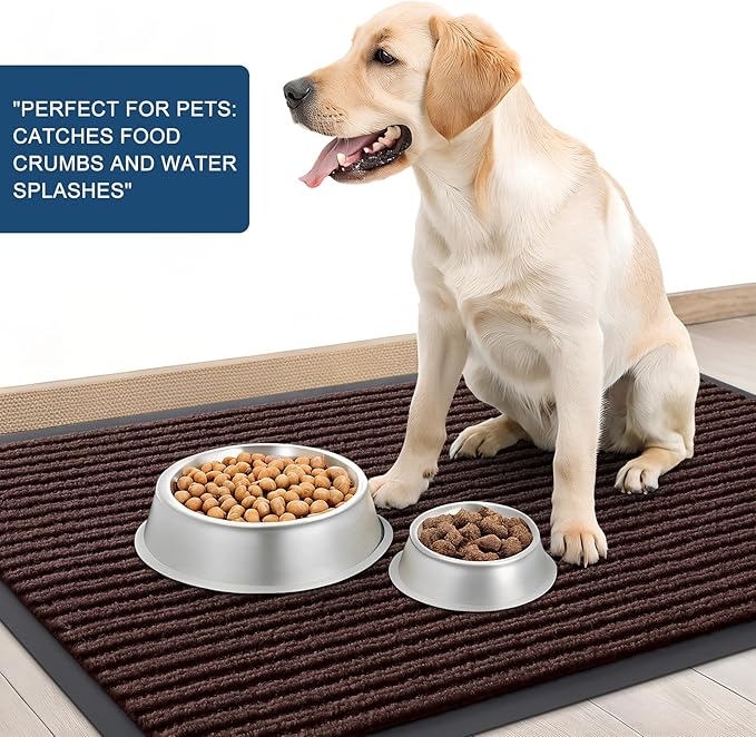 OLANLY Front Door Mat Indoor Outdoor Entrance, 2-Pack 35 x 23 Inch, Waterproof Heavy Duty Doormat, Fade Resistant, Low Profile, Easy Clean Patio Porch Welcome Floor Mats for Entry, Brown