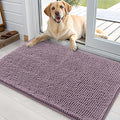 OLANLY Dog Door Mat for Muddy Paws 35x24, Absorbs Moisture and Dirt, Absorbent Non-Slip Washable Doormat, Quick Dry Chenille Mud Mat for Dogs, Entry Indoor Entryway Carpet for Inside Floor, Deep Plum