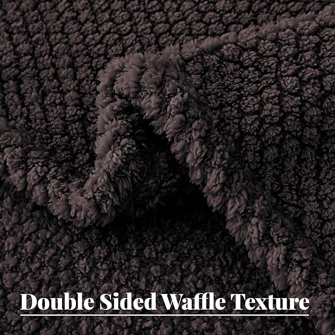 Whale Flotilla King Size Fuzzy Fleece Blanket, Fluffy Warm Soft Jacquard Bed Blankets for All Season, Lightweight and Cozy, 90x104 Inch, Coffee