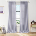 Nanspring Lavender Purple Linen Curtains 96 Inches Long for Living Room Boho Decor Light Filtering Semi Sheer Curtain Back Tab Rod Pocket Modern Luxury Drapes for Bedroom Office 52x96, 2 Panels