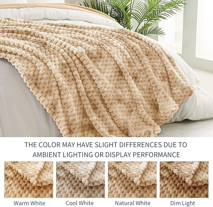 Exclusivo Mezcla Fleece Twin Blanket for Bed, Extra Large Fuzzy Tie-dye Camel Bed Blankets, Soft Cozy Plush Sofa Throws for All Seasons, 90x66 Inches