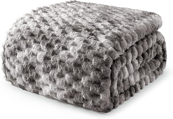 Exclusivo Mezcla Fleece Twin Blanket for Bed, Extra Large Fuzzy Tie-dye Grey Bed Blankets, Soft Cozy Plush Sofa Throws for All Seasons, 90x66 Inches