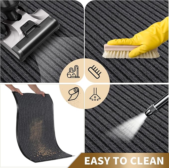 Yimobra Front Door Mat Outdoor Indoor Entrance, 100% Waterproof All-Season All Weather Doormat, Welcome Matt Outside Entry, Non Slip, Low Profile, Heavy Duty Patio Porch Floor Mats,36 x 17,Grey