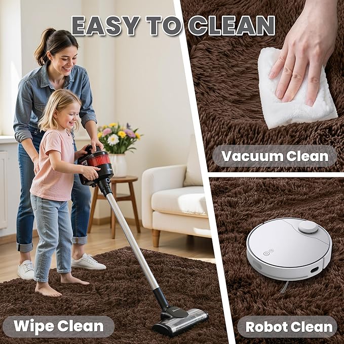 5x7 Area Rugs for Living Room Rug: Soft Fluffy Shag Brown Rugs for Bedroom, Non-Slip Large Fuzzy Plush Rug Indoor Floor Carpet for Nursery Kids Boys Girls Room, Dorms, Playroom, Modern Home Decor