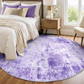 Washable Area Rugs 6ft Non-Slip Modern Abstract Soft for Living Room Entryway Bedroom Nursery, Print Pattern, Purple Gray Pink White
