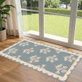 Front Door Mat Indoor Entrance - 2x4.3 Ft Floral Washable Layered Doormat Outdoor Entrance Porch Rug Non-Slip Blue Retro Farmhouse Runner Rug for Kitchen Bedroom Laundry Room Porch Decor