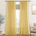 Gold Curtains for Living Room Back Tab Modern Farmhouse Semi Sheer Curtains 84 inches Long 2 Panels Set Muted Neutral Window Curtain for Dining Room Bedroom 52x84