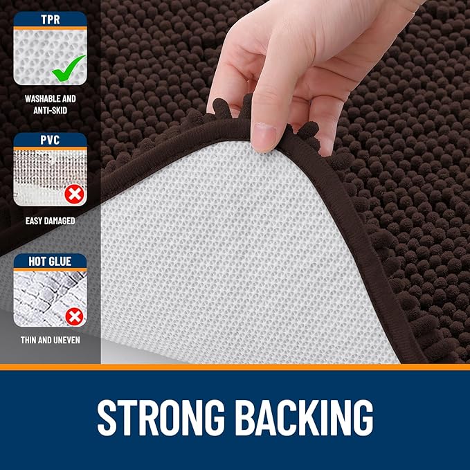 OLANLY Bathroom Rugs 47x20, Extra Soft Absorbent Chenille Bath Rugs, Rubber - Image 6