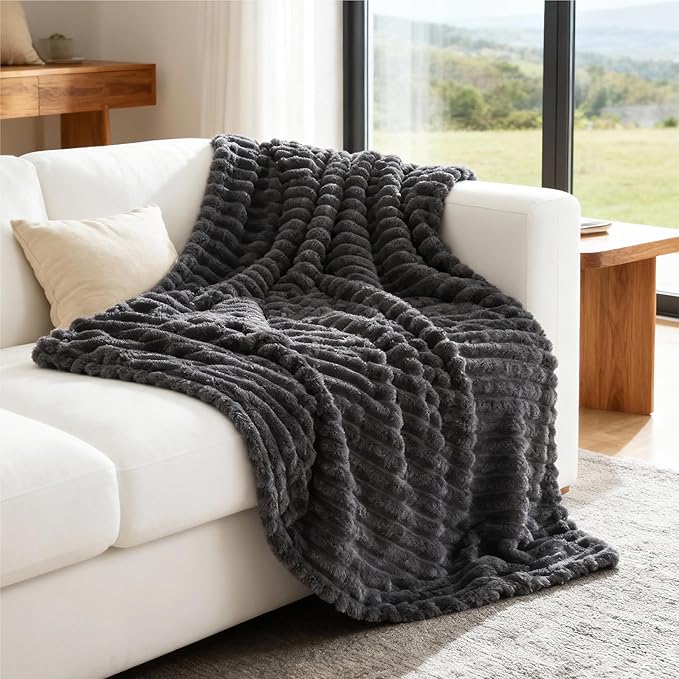 Bedsure GentleSoft Grey Fleece Twin Blanket for Couch -Cozy Soft Blankets for Women, Cute Small Throws for Girls, 60x80 Inches