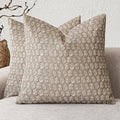 Foindtower Set of 2 Decorative Vintage Floral Print Throw Pillow Covers Neutral Modern Farmhouse Cushion Covers Boho Home Decor for Sofa Couch Chair Bedroom Living Room,22×22 Inch,Tan Taupe