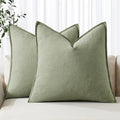 MIULEE Decorative Linen Pillow Covers 18x18 Inch Sage Green Boho Farmhouse Neutral Spring Couch Throw Pillows for Bed Pack of 2 Accent Modern Pillowcase Summer Sofa Livingroom Home Decor