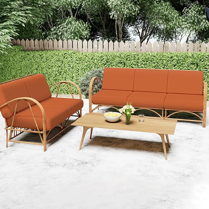 Smiry Printed Couch Cushion Covers, Stretch Soft Couch Covers for Sofa, Washable Non-Slip Sofa Slipcover Furniture Protector for Indoor and Outdoor (3 Pack, Rust)