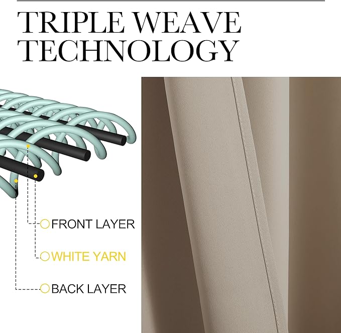 NICETOWN RV Blackout Curtains for Camper Windows, Taupe, 42" x 36", Set of 2, Kitchen Curtains, Short Blackout Drapes, Thermal Insulated Rod Pocket Window Treatment Draperies for Nursery