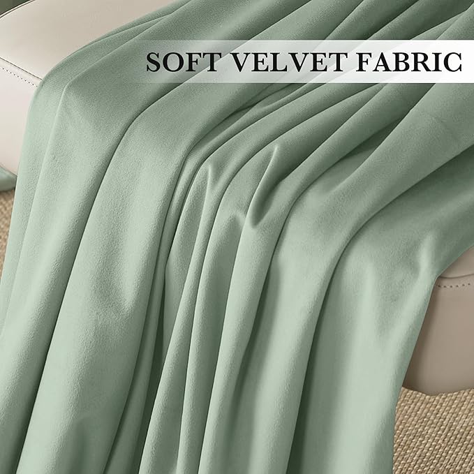 RYB HOME Auqa Velvet Curtains 84 inches Long, Room Darkening, Floor-Length, Stylish Velvet Drapes with Hook Belt for Coastal Nursery Living Room Office, 52" W x L84 L