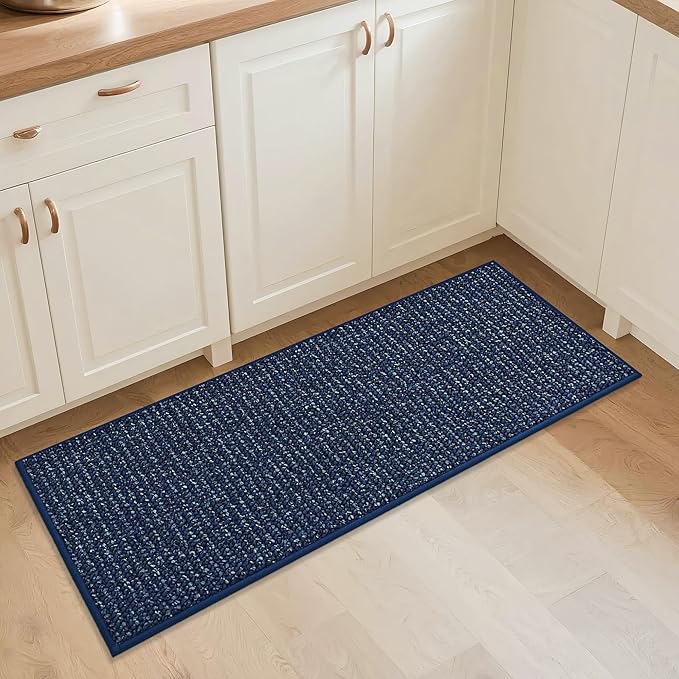 BEQHAUSE Kitchen Runner Rugs 20"x48", Non-Slip Kitchen Mats for Floor, Super Absorbent and Stain Resistant Kitchen Rug, Machine Washable Rugs for Kitchen, Hallway, Laundry & Sink, Blue