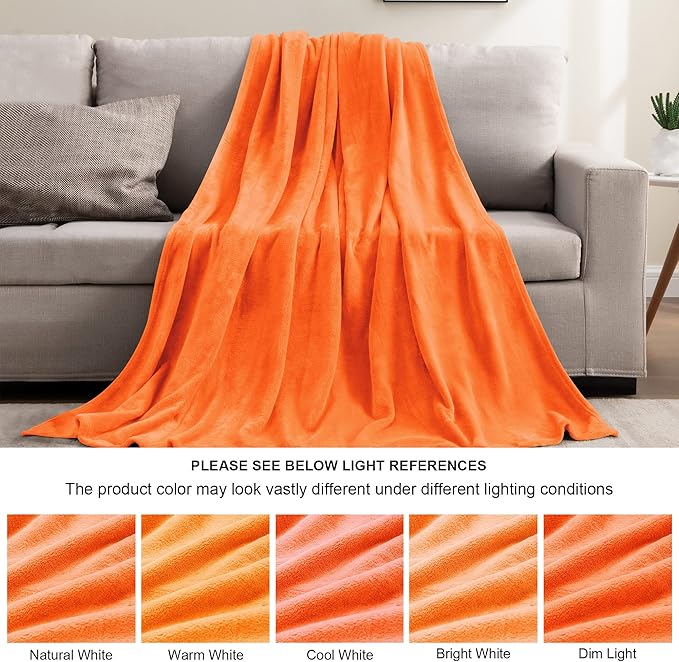 BEDELITE Orange Throw Blanket for Couch & Bed, Luxury Plush Cozy Fleece Blanket 50" x 60", Soft Lightweight Fall Throw Blanket for Home Furnishing