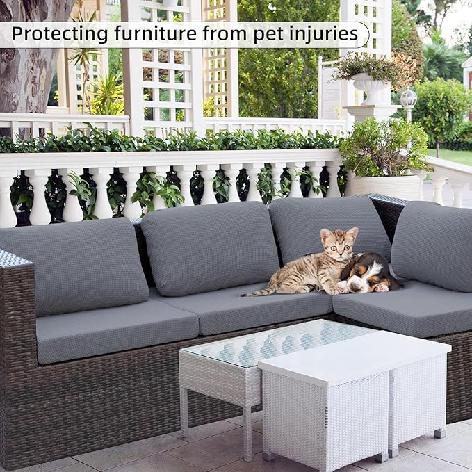 Outdoor Cushion Covers Set,8PCS Patio Furniture Couch Seat Slipcovers, Replacement for Sofa Sectional Chair(Cover，Only)