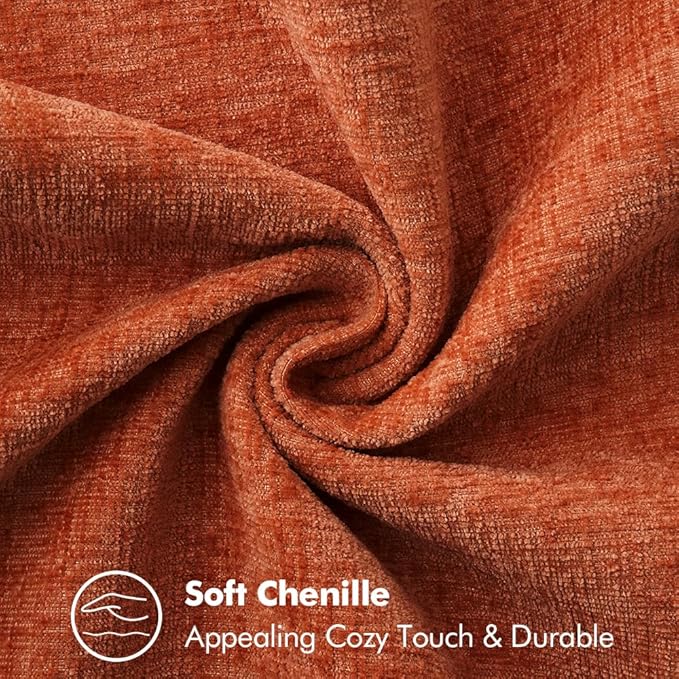 MIULEE Pack of 2 Couch Throw Pillow Covers 18x18 Inch Rust Farmhouse Decorative Pillow Covers with Stitched Edge Soft Chenille Solid Dyed Pillow Covers for Sofa Bed Living Room