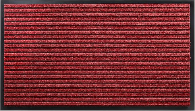 Yimobra Front Door Mat Outdoor Indoor Entrance, 100% Waterproof All-Season All Weather Doormat, Welcome Matt Outside Entry, Non Slip, Low Profile, Heavy Duty Patio Porch Floor Mats,36 x 17,Black Red