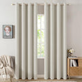 MIULEE Linen Texture Curtains for Bedroom Light Cream 100% Blackout Thermal Insulated Linen Curtains Grommet Room Darkening Drapes for Living Room Nursery 52x72 Inch (2 Panels)