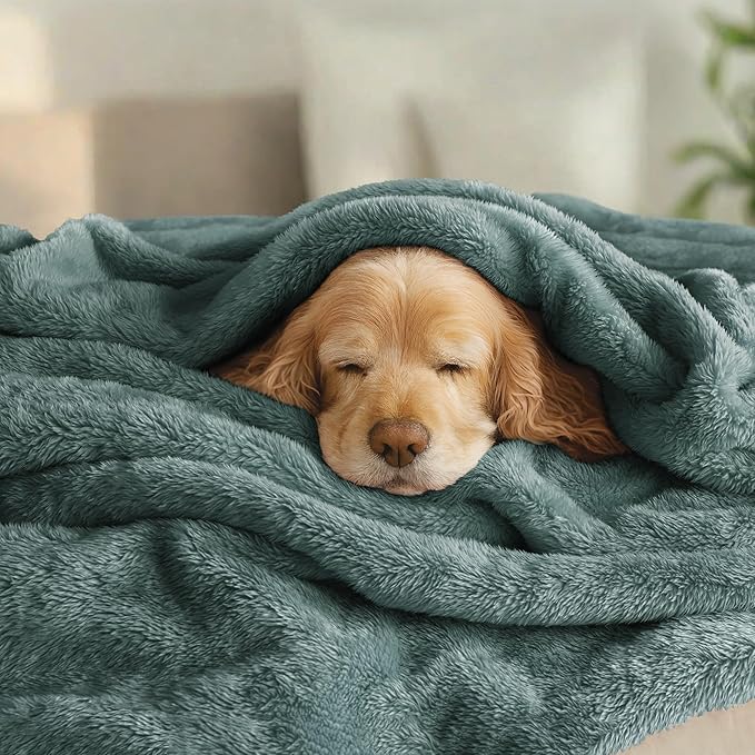 Exclusivo Mezcla Plush Fuzzy Fleece Bed Blanket King Size, Super Soft, Fluffy and Warm Blankets for Couch, Bed, All Season (Celadon, 90x104 inches)