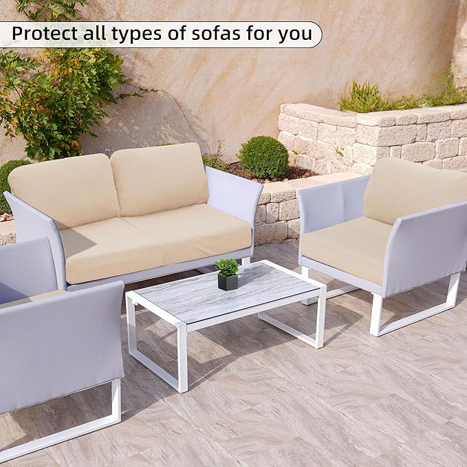 Outdoor Cushion Covers Set,8PCS Patio Furniture Couch Seat Slipcovers, Replacement for Sofa Sectional Chair(Cover，Only)