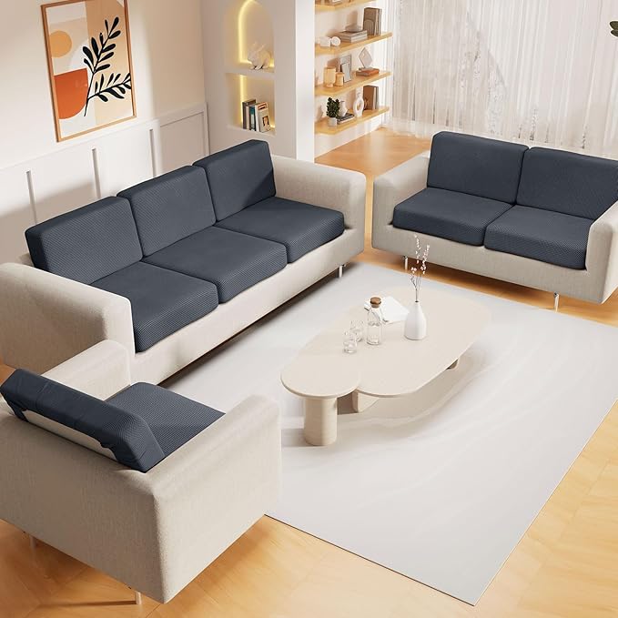 hyha Waterproof Sectional Couch Covers, Non Slip Sofa Couch Cushion Covers L Shape, Thick Stretch Jacquard Fabric, Washable Sofa Slipcovers with Elastic Bottom (1 Piece for Chaise XL, Grey)