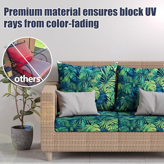 8Pcs Stretch Patio Cushion Covers, Outdoor Couch & Sofa Replacement Slipcovers for Patio Furniture Cushion Covers, Washable Reusable Furniture Protector