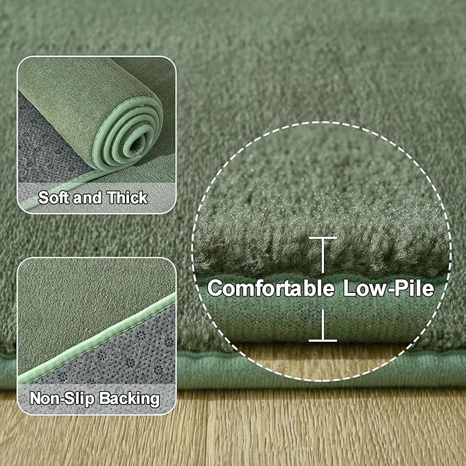 Amearea Large Modern Area Rugs for Bedroom Living Room, 5x8 Feet Sage Green Thickened Memory Foam Rug, Fluffy Indoor Washable Rugs Non Slip Minimalist Carpet for Boys Girls Dorm Nursery Room Decor