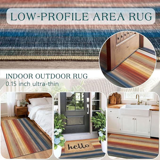 Modern Outdoor Rug - 28" x 43" Front Door Mat Indoor Outside Entrance Non-Slip Washable Outdoor Mat Rust Ombre Entry Rug for Entryway Kitchen Bedroom Layered Doormat for Front Porch Decor