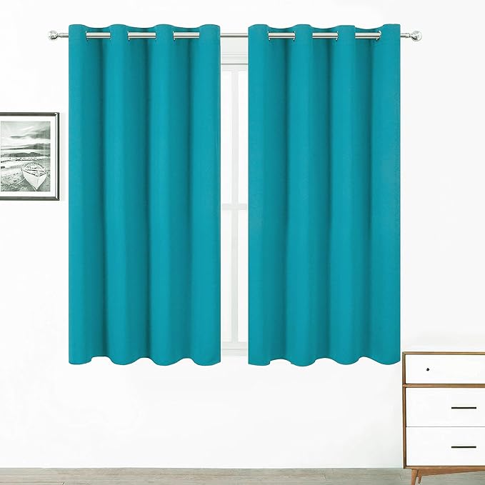 LEMOMO Turquoise Thermal Blackout Curtains/52 x 72 Inch/Set of 2 Panels Room Darkening Curtains for Bedroom