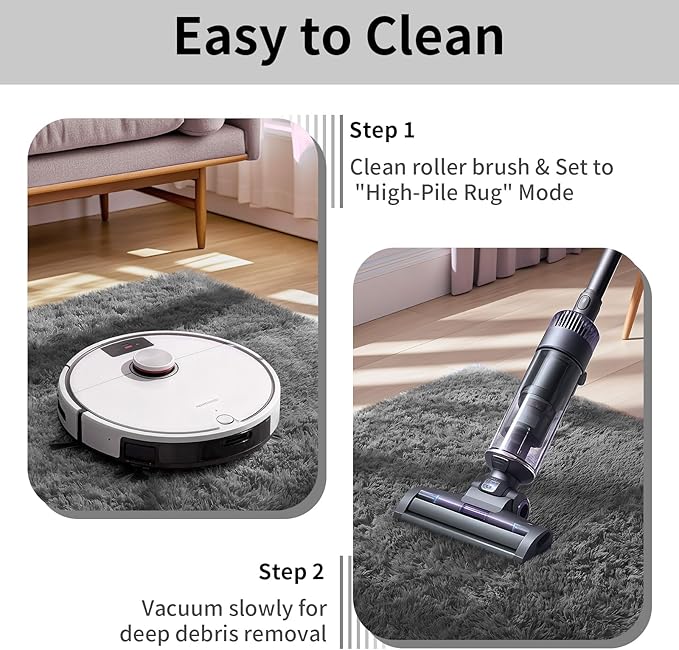 Ophanie Runner Rug for Hallway, 2x5 Upgrade Non-Slip Fluffy Soft Bedside Rugs, Bedroom Living Room Grey Shaggy Gray Carpet for Kids Girls Boys Dorm Nursery Home Decor Aesthetic
