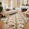 6x9 Ft Large Shag Rugs for Living Room Decor, Tie-Dyed Ultra Soft Fluffy Furry Area Rugs for Bedroom Indoor Floor, Aesthetic Carpet for Kids Home (Khaki)