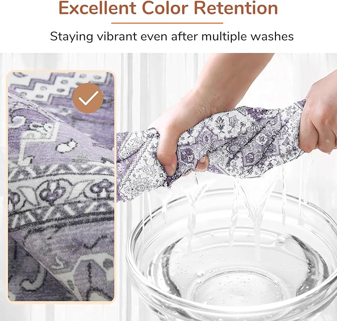OPPODREAM Soft 6x9 Area Rugs, Washable Rug 6x9 with Non Slip Backing, Faux Cashmere Low-Pile 6 x 9 Carpet, Purple