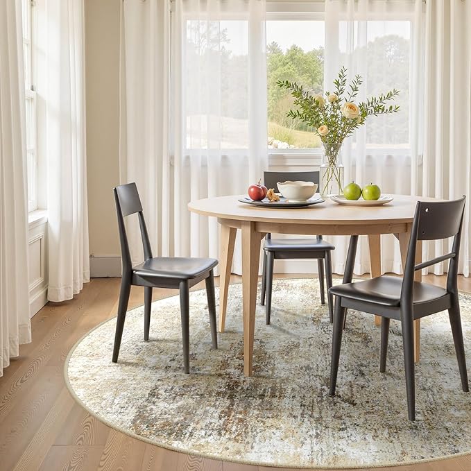Washable Area Rugs 8ft Non-Slip Modern Abstract Soft for Living Room Entryway Bedroom Nursery, Print Pattern, Neutral Brown Gray