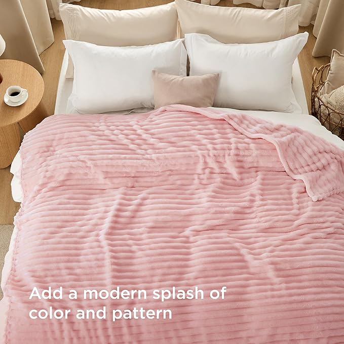 Bedsure GentleSoft Coral Pink Fleece King Blanket for Couch - Super Soft Cozy Blankets for Women, Cute Small Blanket for Girls, 108x90 Inches