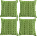 Fancy Homi 4 Packs Boho Lime Green Decorative Throw Pillow Covers 26x26 Inch for Couch Bed Sofa, Rustic Modern Farmhouse Home Decor, Soft Plush Corduroy Cute Square Cushion Case 66x66 cm