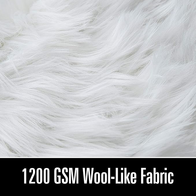 LOCHAS Soft Fluffy Faux Fur Rugs for Bedroom Bedside Rug 2x5 Feet, Washable, Furry Sheepskin Area Rug for Living Room Girls Room, Luxury Shag Carpet Home Decor, White