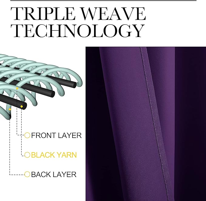 NICETOWN Thick Blackout Curtain and Drapes - Thermal Insulated Grommet Top Window Draperies for Bedroom, Block Out Light Curtain Panel (Royal Purple, 42 x 90, Pack of 2)