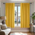 Deconovo Blackout Curtains, Thermal Insulated, W52 x L63 2 Panels, Back Tab, Machine Washable, Room-Darkening Drapes for Bedroom/Living Room Mellow Yellow