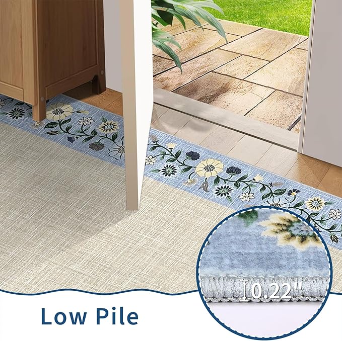 GarveeHome 10x13 Machine Washable Rugs for Living Room Large Area Rug Modern Floral Indoor Accent Carpet Low Pile Carpet Soft Throw Aesthetic Floor Cover for Bedroom Laundry Dining Room, Beige