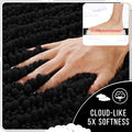 Bath Rugs 2 Piece Set, Black Chenille, Non-Slip, Quick Dry