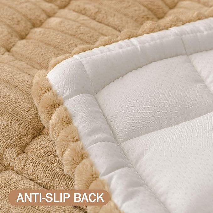 Smiry Couch Cover for Dogs Washable, Non Slip Fuzzy Pet Couch Covers for 3 Cushion Sofa Pet Friendly, Thick Soft Sofa Slipcovers Cushion Protector (Camel, 27.6" x 88")